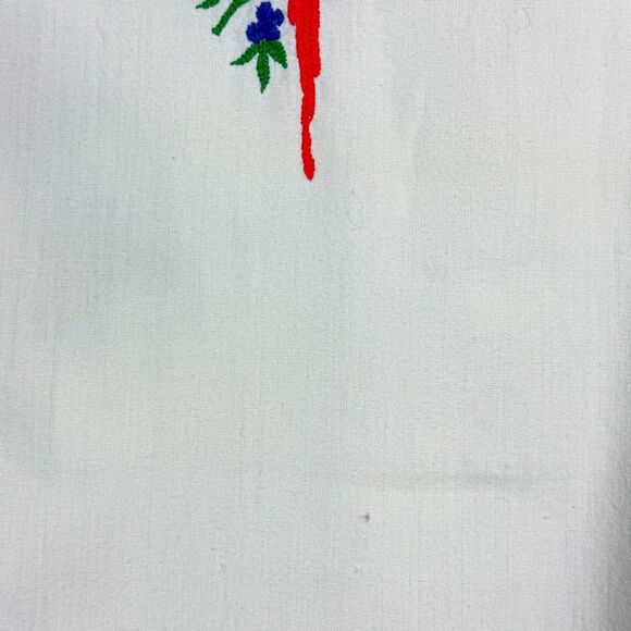 Vintage Embroidered Parrot 50s Single-Stitch V-neck Shirt M - Picture 9 of 12